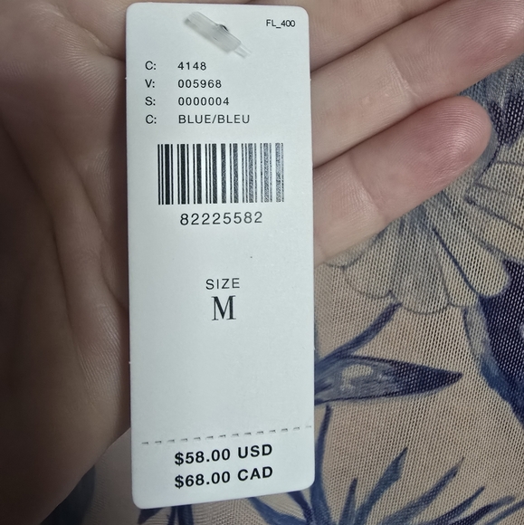 Anthropologie, New, Porridge Mesh Blue Floral Half Sleeve Top, Size Medium - Picture 10 of 12